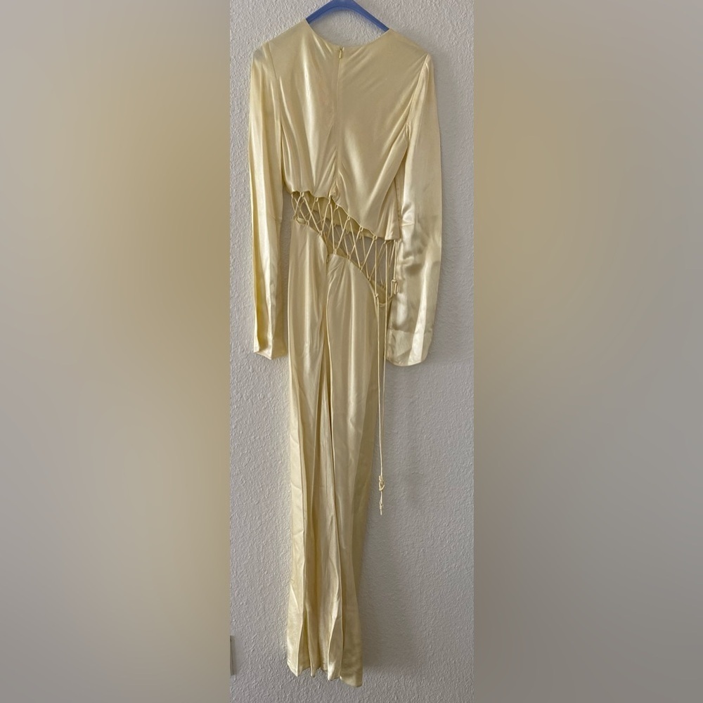 SHONA JOY BUTTER YELLOW ARIENZO ASSYMETRICAL
LONG SLEEVE GOWN MAXI DRESS SIZE 2 - Picture 8 of 14